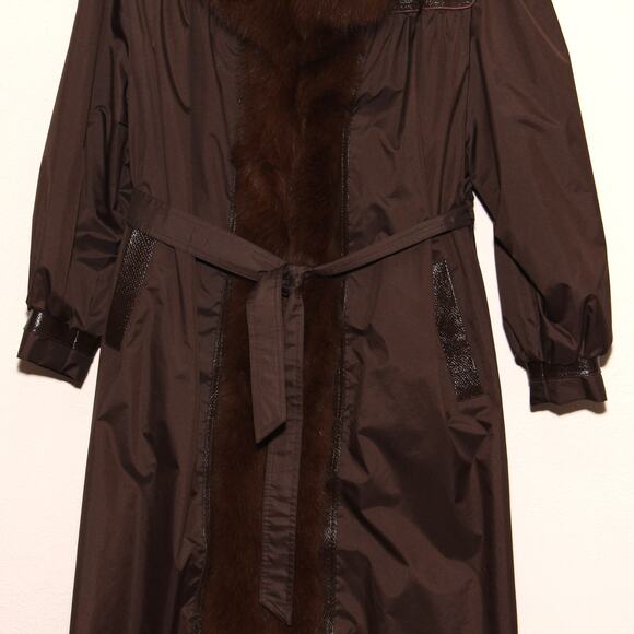 Vintage 80s Faux Fur Trimmed Belted Coat with Liner - Picture 3 of 15